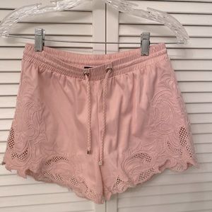 Baby pink drawstring shorts